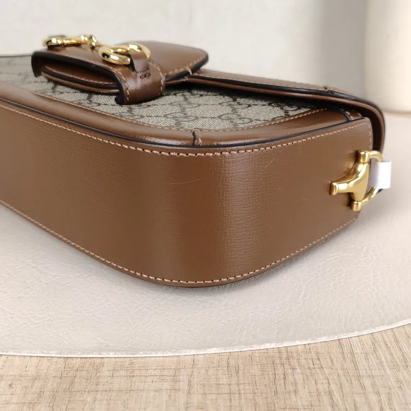 GUCCI Shoulder Bag Horsebit 1955 Horsebit Small Monogram · Shoulder Strap PVC Small 24 × 5.5 × 13 cm — detail view 5 of 13