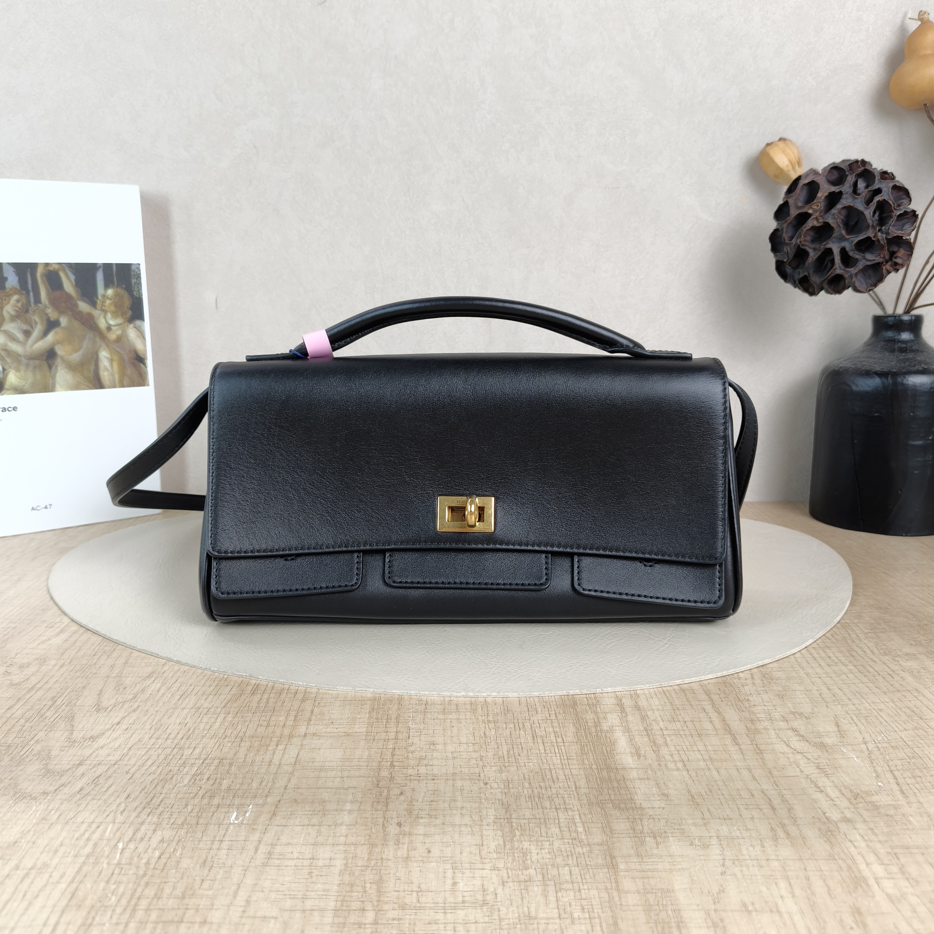BALENCIAGA Crossbody Bagbel air Top Handle Crossbody Bag Black Calfskin One Size27 × 5 × 14 cm