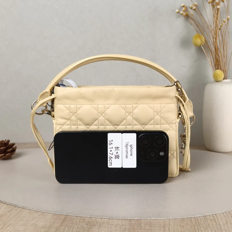 DIOR Crossbody Bag Lady Milly Chain Bag Yellow Lambskin Mini 19 × 5 × 13 cm — cover view 2 of 5
