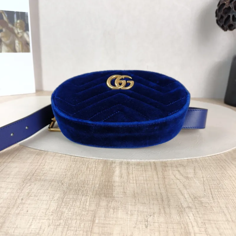 GUCCI Belt Bag GG Marmont Marmont Belt Bag Blue Velvet 19 × 5 × 11.5 cm — cover view 6 of 6