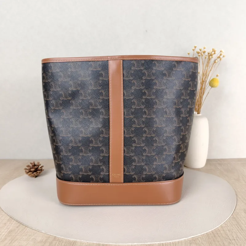 CELINE Crossbody Bag Triomphe Bucket Bag Monogram PVC Medium24 × 18 × 27 cm