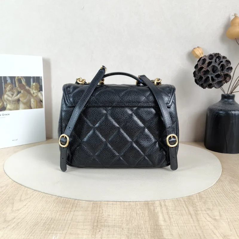 Chanel Backpack Backpack Black Grained Calfskin One Size24 × 6 × 18 cm — cover view 5 of 5