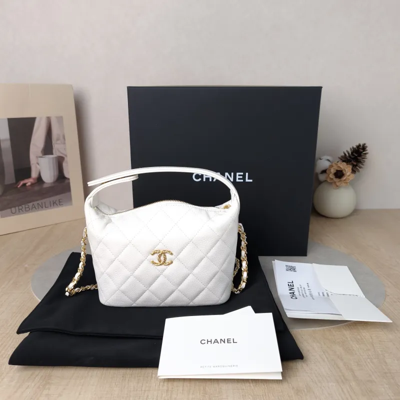 Chanel Crossbody Bag Crossbody Bag White Gold-Tone Hardware Grained Calfskin One Size 21.5 × 7.5 × 19 cm — cover view 2 of 6