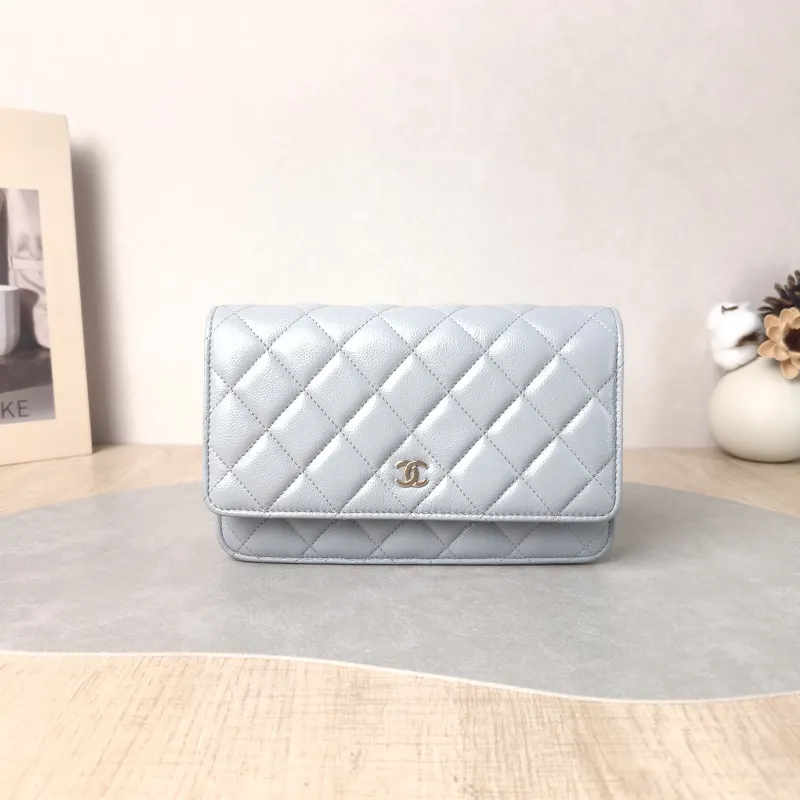 Chanel Crossbody Bag Classic Flap WOC CF WOCWOC Bag Grey Grained Calfskin Mini 19.2 × 3.5 × 12.3 cm