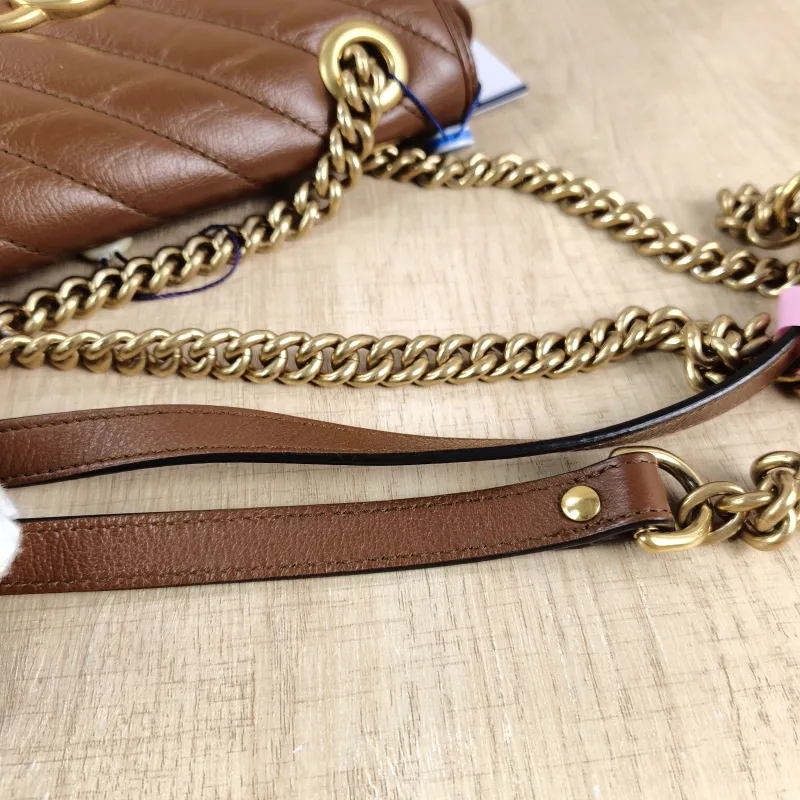 GUCCI Crossbody Bag GG Marmont Small Marmont 22 Caramel Calfskin Small 22 × 6 × 13 cm — detail view 3 of 13