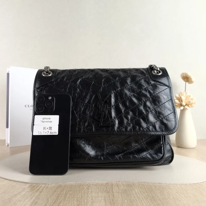 SAINT LAURENT Crossbody Bag Niki D Waxed Leather Calfskin Large 32 × 9 × 23 cm — cover view 5 of 5