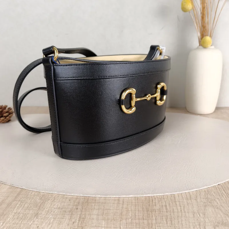GUCCI Crossbody Bag horsebit 1955 Crossbody Bag Black Calfskin One Size 22 × 12 × 25 cm — cover view 2 of 5