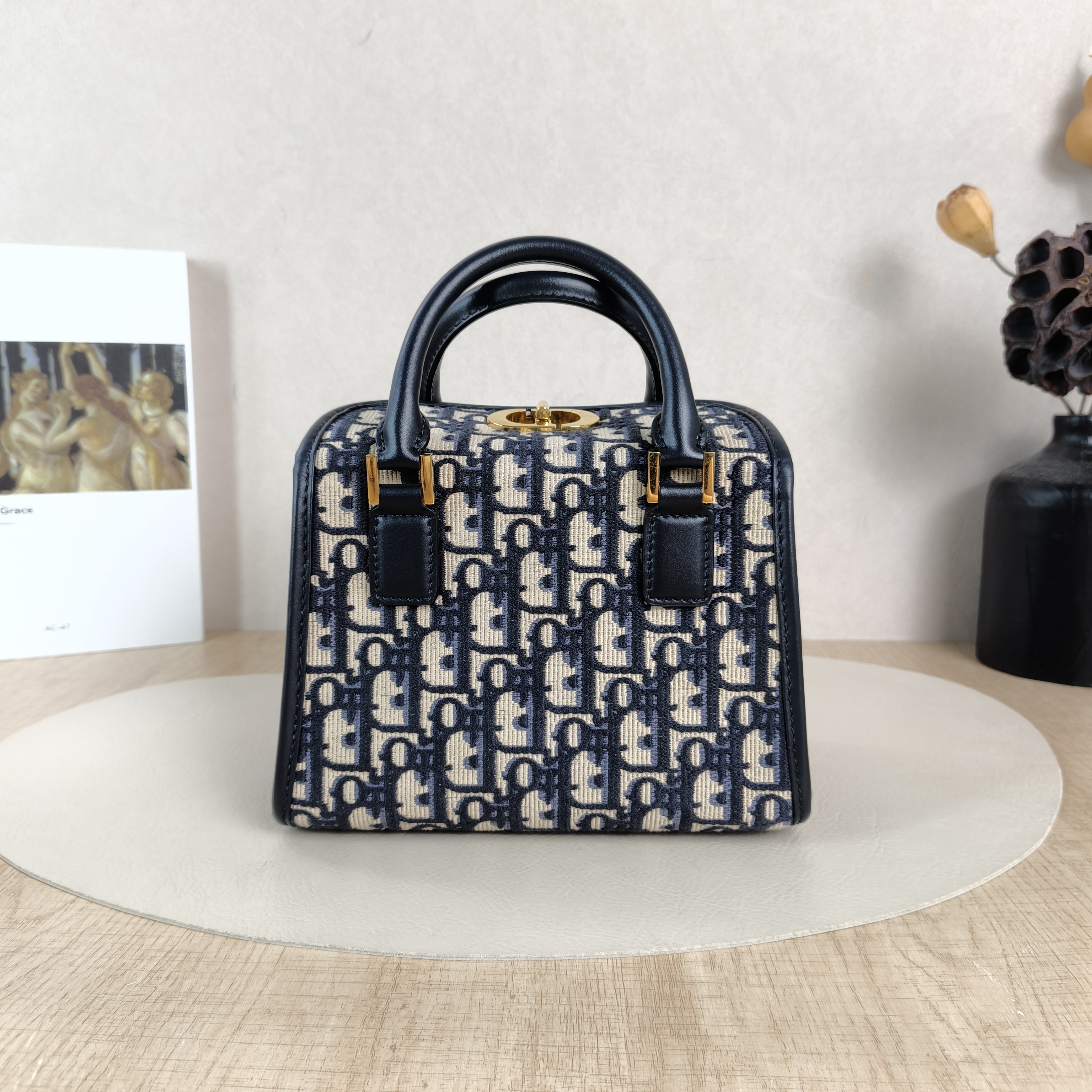 DIOR Crossbody Bag Boston Blue Canvas Small20 × 12.5 × 16 cm — cover view 5 of 6