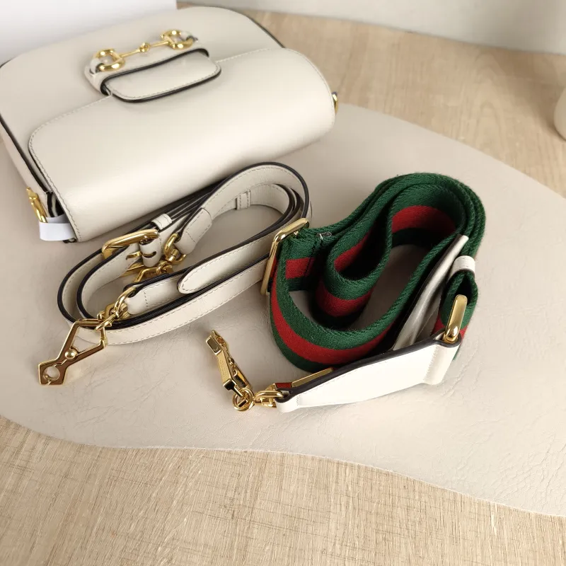 GUCCI Crossbody Bag Horsebit 1955 Horsebit Small White Calfskin Small 20.5 × 5 × 14.5 cm — detail view 9 of 11