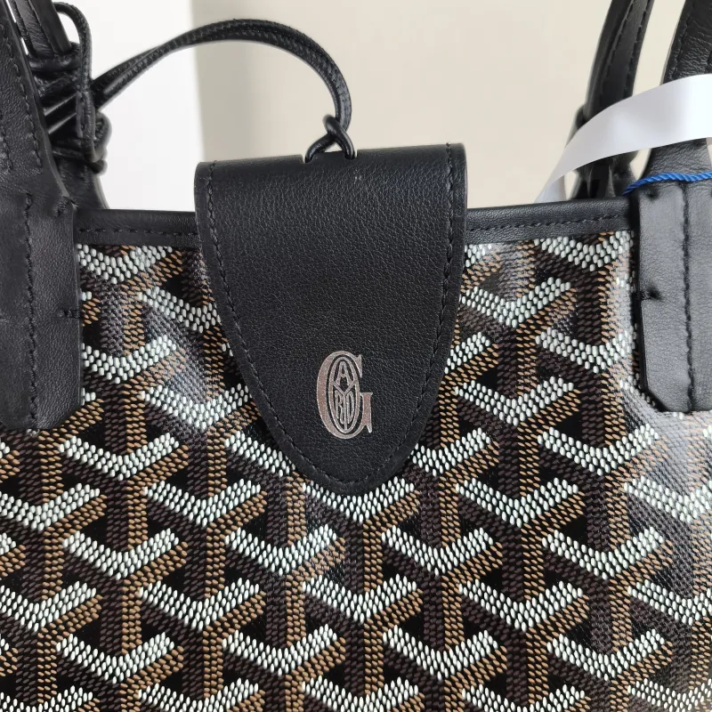 GOYARD Top Handle Bag ANJOU Shopping Tote Black ine Canvas Mini 19.5 × 9 × 19.5 cm — detail view 1 of 12
