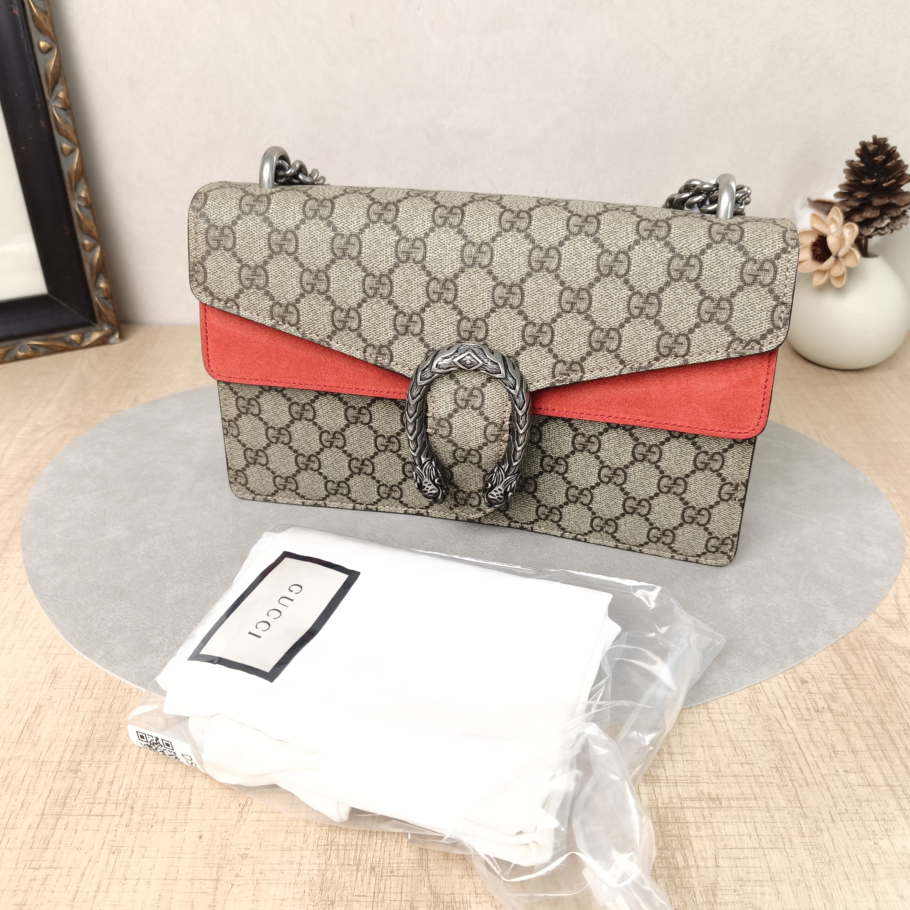 GUCCI Crossbody Bag Dionysus Monogram Red PVC Medium28 × 9 × 17 cm — cover view 6 of 6