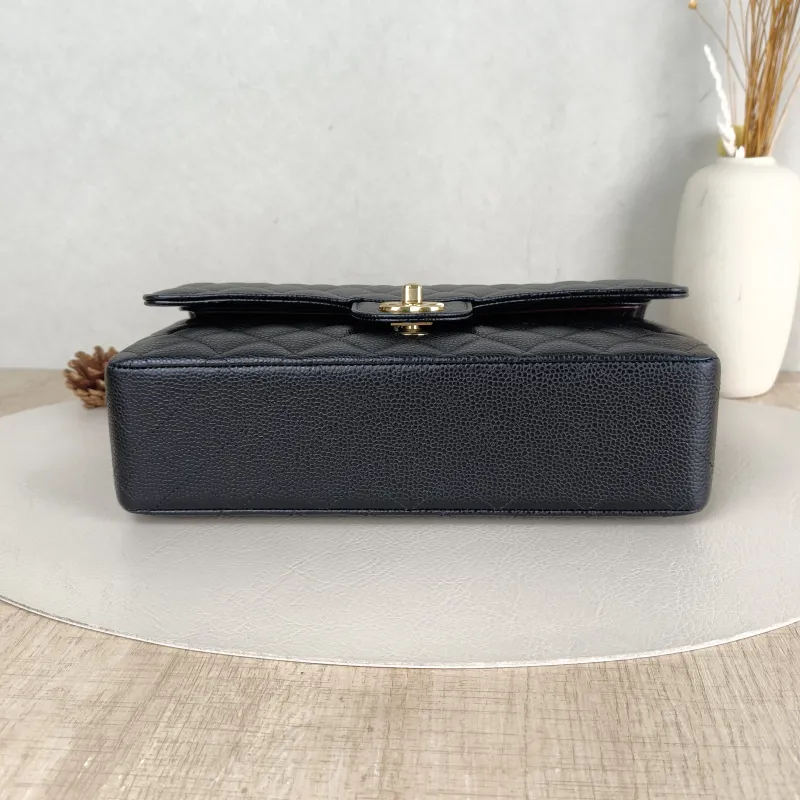 Chanel Crossbody Bag Classic Flap CF Black Grained Calfskin Medium 25.5 × 6.5 × 15.5 cm — cover view 3 of 6