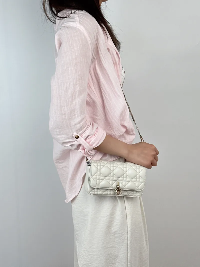 DIOR Crossbody Bag My Chain Bag White Lambskin18 × 3.5 × 10 cm — on-model view 1 of 2