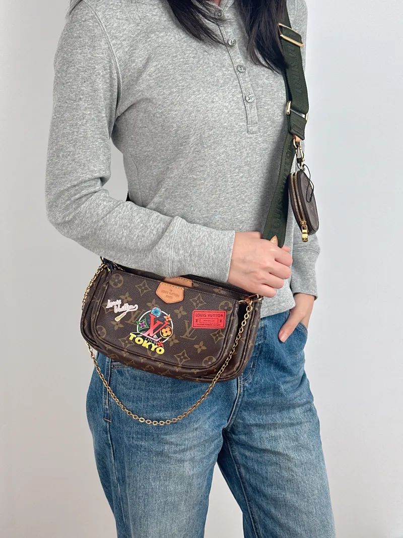 Louis Vuitton Crossbody Bag Multi Pochette Accessoires Shoulder Strap PVC Small 24 × 4 × 13.5 cm — on-model view 2 of 3
