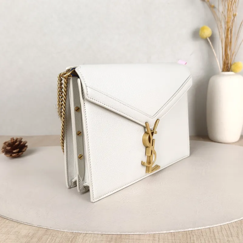 SAINT LAURENT Crossbody Bag Cassandra White Grained Calfskin Medium 22 × 5.5 × 16.5 cm — cover view 5 of 5