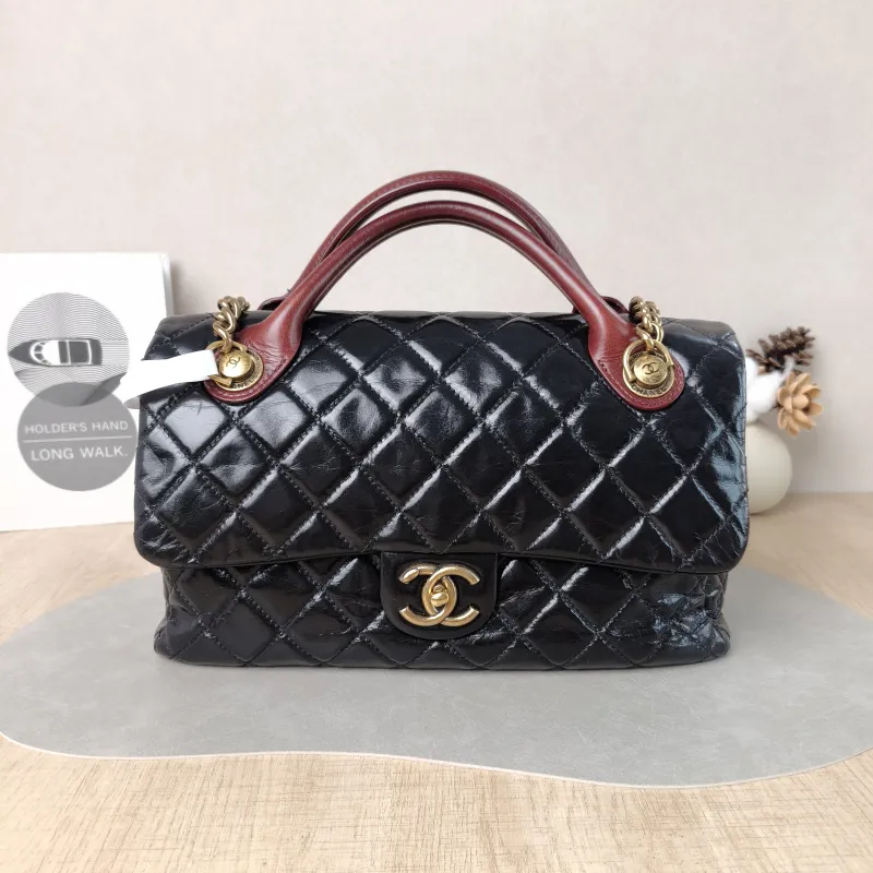Chanel Top Handle Bag Top Handle Bag Black Calfskin 30 × 8 × 17.5 cm 19