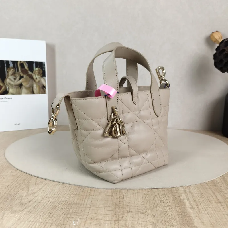 DIOR Top Handle Bag TOUJOURS Edition Beige Calfskin Mini 13 × 12 × 15 cm — cover view 3 of 5