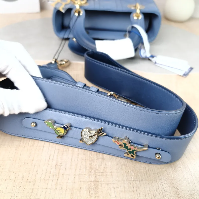 DIOR Top Handle Bag Lady Lady Dior Bag Blue Lambskin Small20 × 8 × 18 cm — detail view 7 of 10