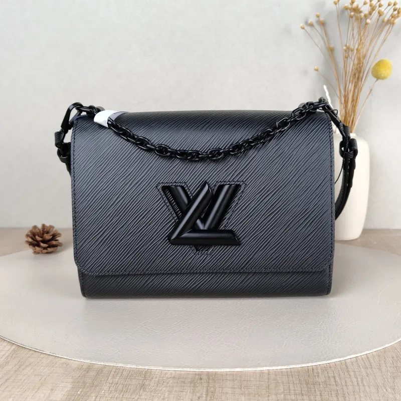 Louis Vuitton Crossbody Bag Twist Black Epi Embossed Calfskin Medium23 × 9.5 × 17 cm