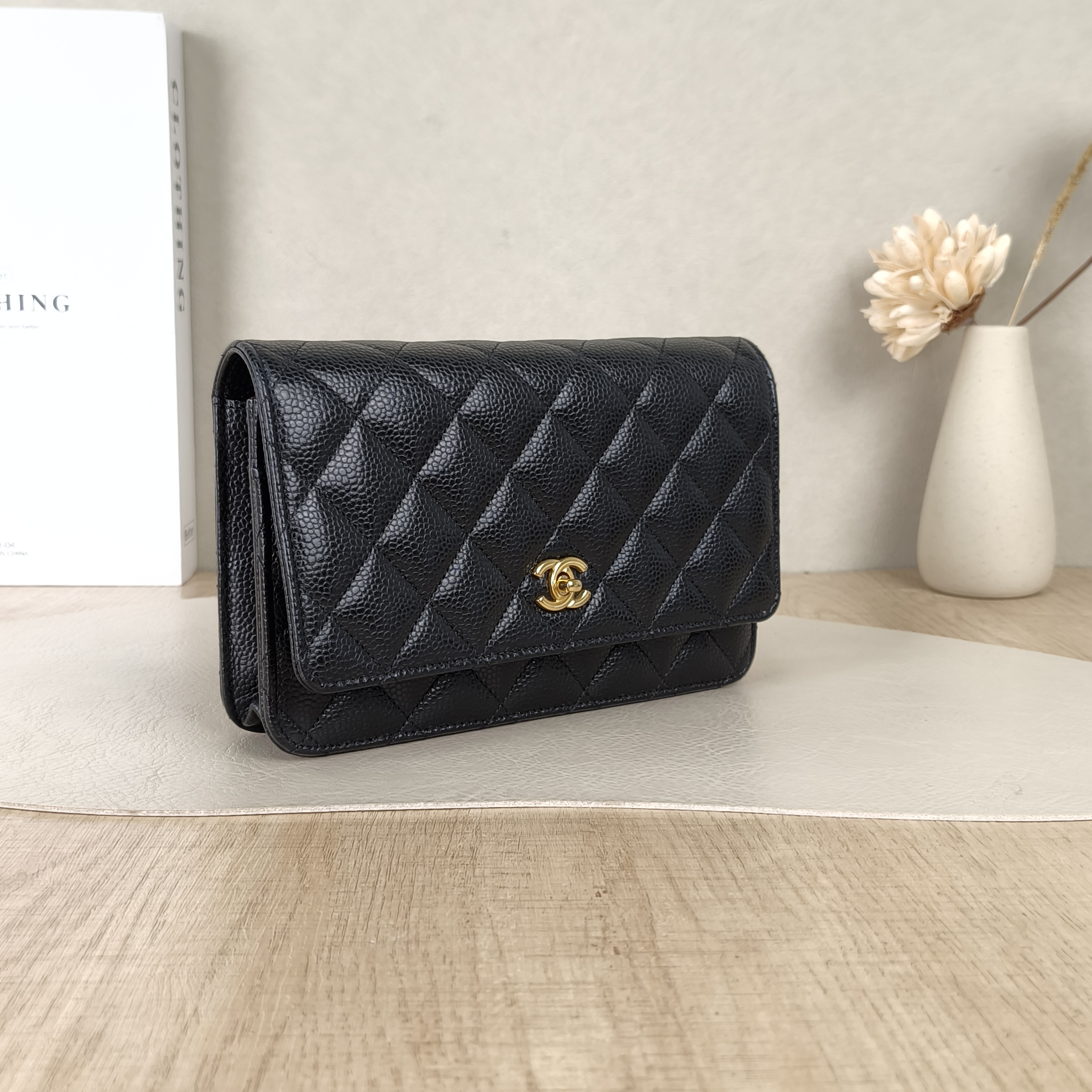 Chanel Crossbody Bag Classic Flap WOC CF WOCWOC Bag Black Grained Calfskinmini19.2 × 3.5 × 12.3 cm — cover view 2 of 5