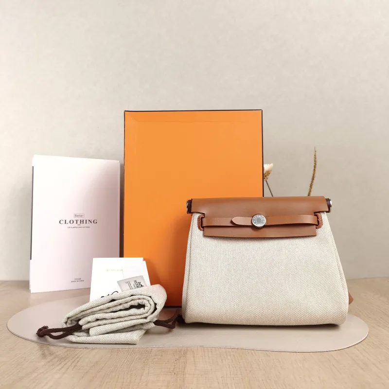 Hermès Shoulder Bag Herbag Zip 20 Beige Canvas mini20 × 7 × 17 cm — cover view 6 of 6