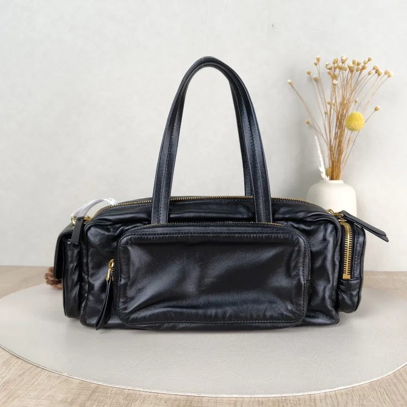 Miumiu Top Handle Bag Pocket Top Handle Bag Black Lambskin 32 × 12 × 13 cm — cover view 5 of 5