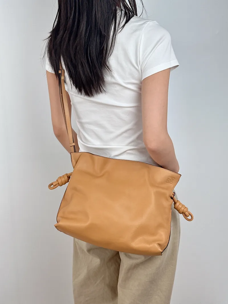 LOEWE Crossbody Bag Flamenco Yellow Calfskin Medium 30 × 10.5 × 24.5 cm — on-model view 1 of 2