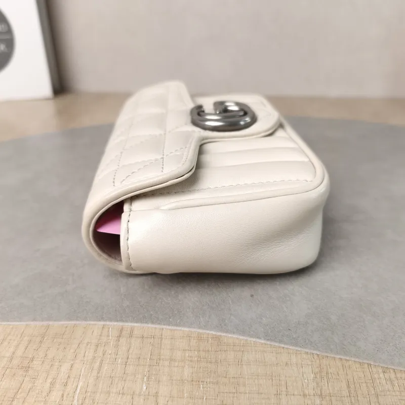 GUCCI Crossbody Bag GG Marmont Mini Marmont Mini White Calfskin Mini 16.5 × 4.5 × 9.5 cm — detail view 9 of 12