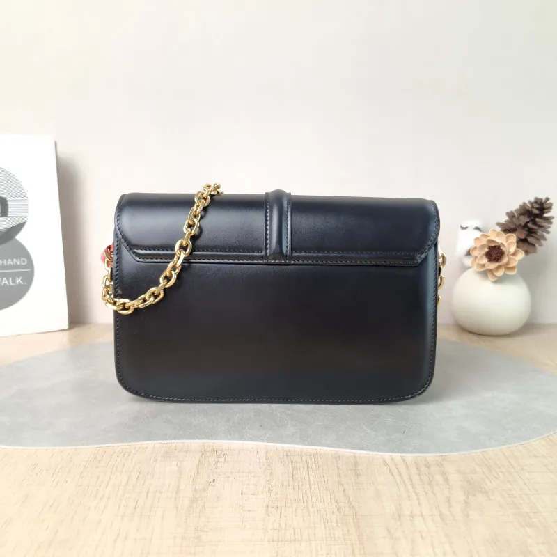 CELINE Shoulder Bag 16 Chain Bag Black Calfskin One Size 23 × 6.5 × 16 cm — cover view 2 of 5