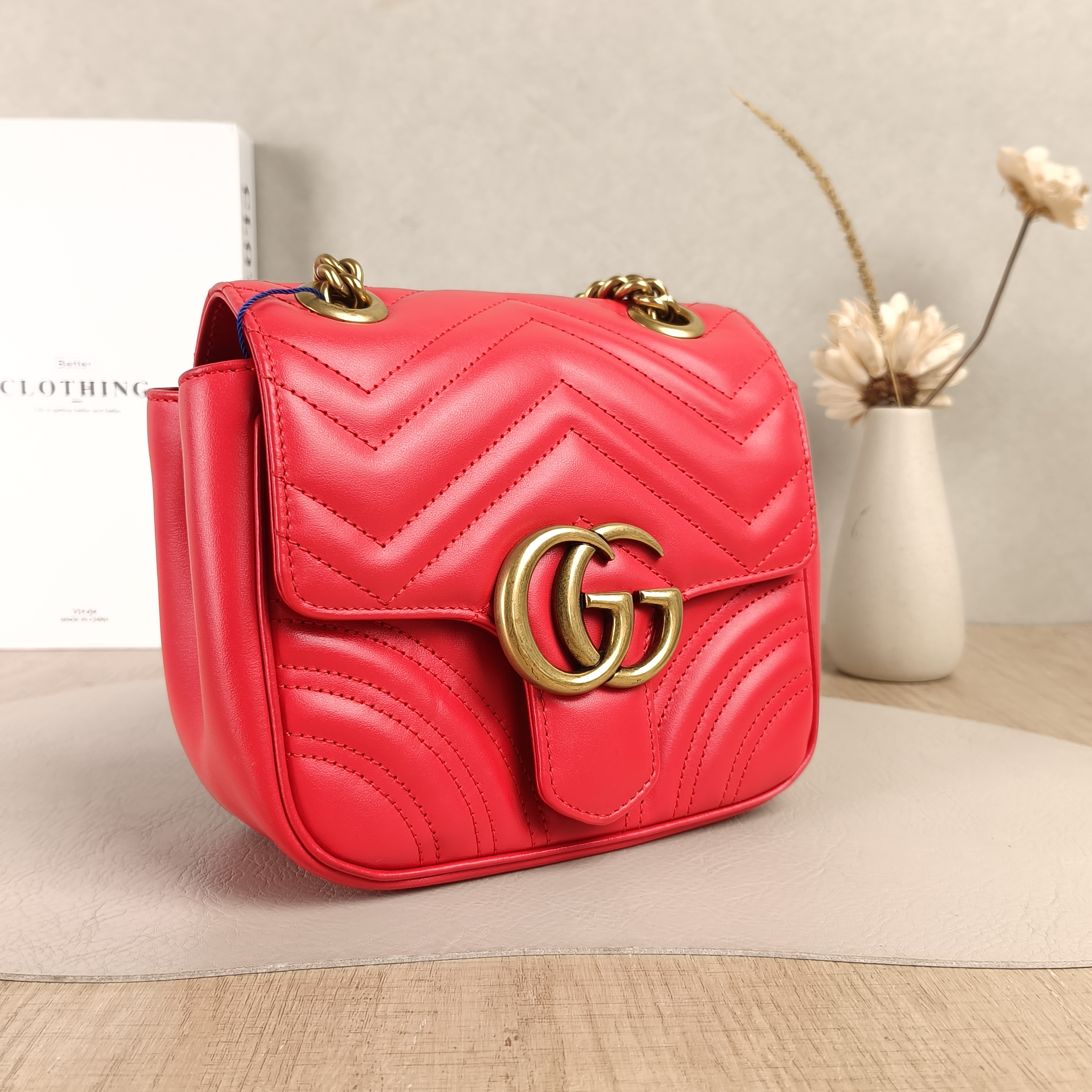 GUCCI Crossbody Bag GG Marmont Marmont Red Calfskinmini18 × 8 × 15 cm — cover view 3 of 5