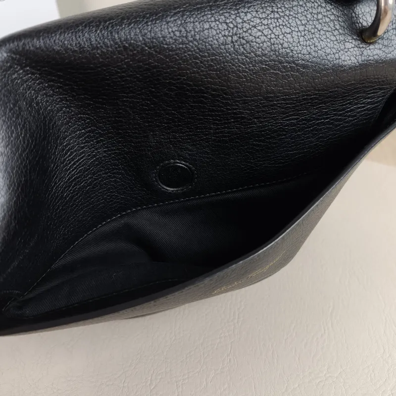 FERRAGAMO Shoulder Bag Black Calfskin 24.5 × 11.5 × 18 cm — detail view 1 of 13