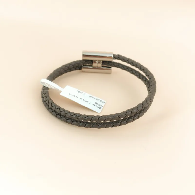 Hermès Bangle Tournis Tresse HB angle Silver Grey One Size 37cm — cover view 3 of 7