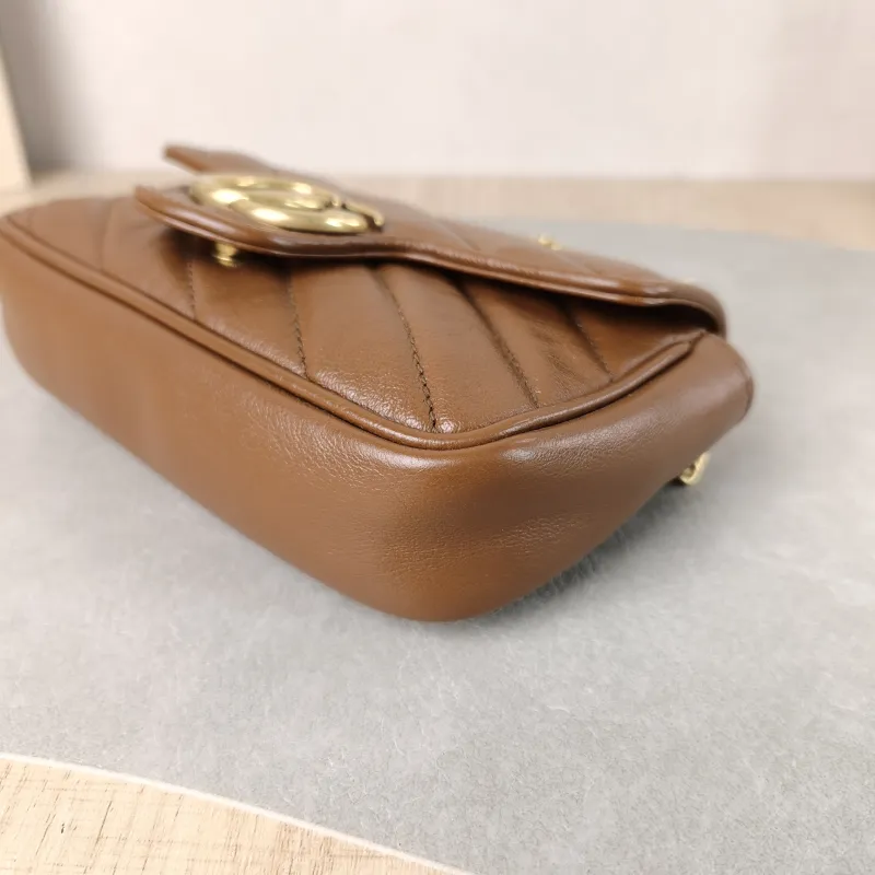 GUCCI Crossbody Bag GG Marmont Mini Marmont Mini Caramel Calfskin Mini 16.5 × 4.5 × 9.5 cm — detail view 5 of 10