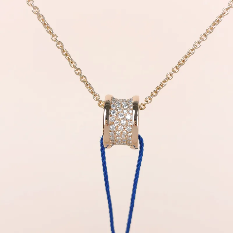 Bvlgari Necklace B.zero1 Pavé Diamond Rose Gold 18KR ose Gold Diamond One Size 46cm