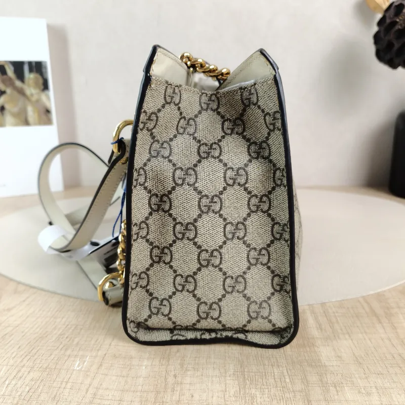 GUCCI Shoulder Bag Padlock Tote White Monogram PVC Medium 26 × 10 × 18 cm — detail view 2 of 12