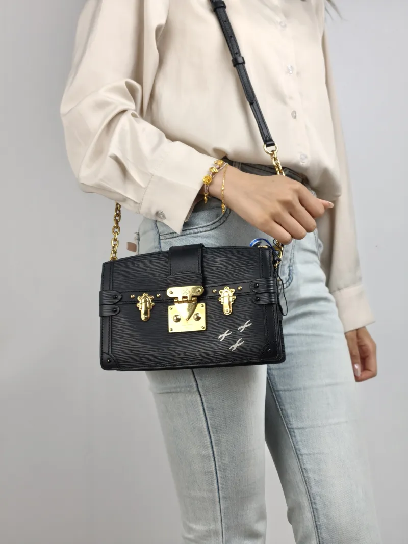 Louis Vuitton Crossbody Bag Trunk Clutch Box Black Epi Embossed Calfskin One Size TP10011820 — on-model view 1 of 2
