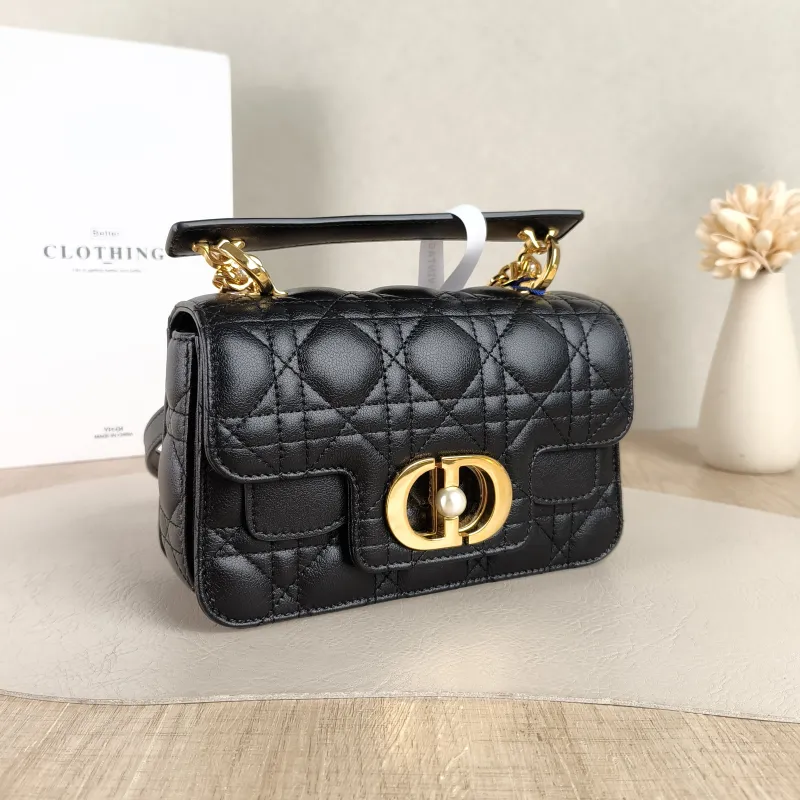 DIOR Crossbody Bag Jolie Top Handle Pearl Crossbody Bag Black Calfskin Mini 19 × 7 × 12 cm — cover view 3 of 5