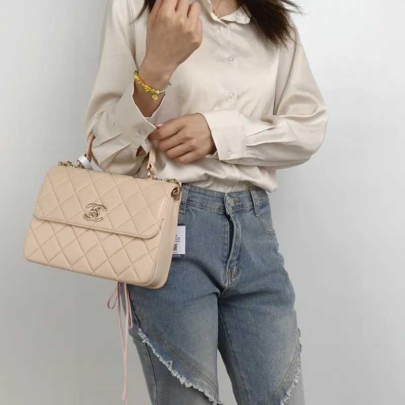 Chanel Crossbody Bag Trendy CC Beige Lambskin Small 25 × 12 × 17 cm 31 — on-model view 1 of 2