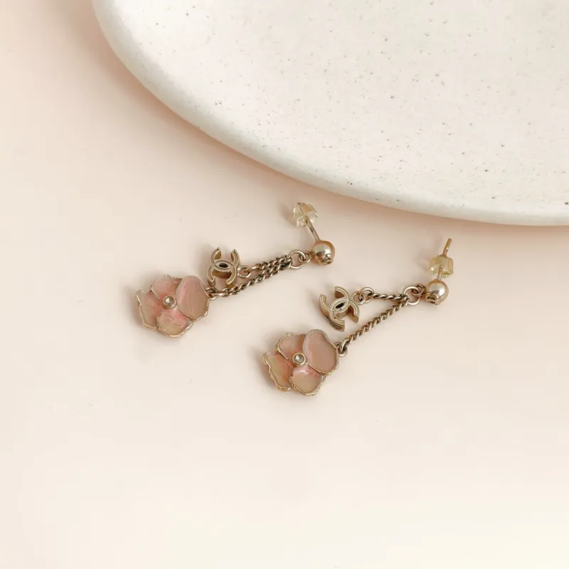 Chanel Earrings Pink Earrings Gold One Size — cover view 3 of 5