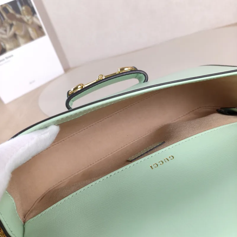 GUCCI Crossbody Bag Horsebit 1955 Horsebit Small Green Calfskin Small 24 × 5.5 × 13 cm — detail view 1 of 11