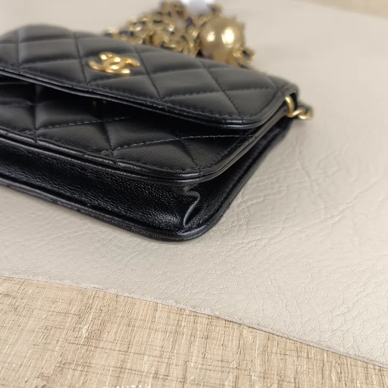 Chanel Crossbody Bag cf Collection Crossbody Bag Black Lambskin One Size 12 × 3 × 9 cm 31 — detail view 3 of 10