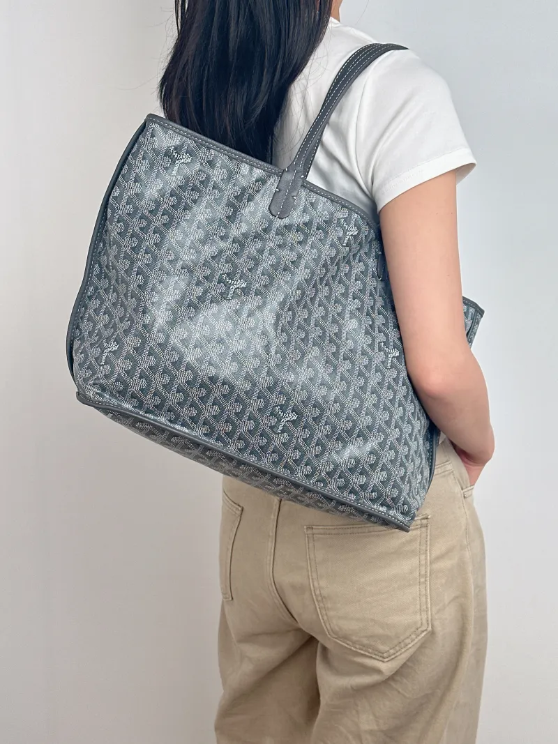 GOYARD Shoulder Bag SAINT LOUIS Shopping Tote Grey PVC Small 34 × 15 × 28 cm — on-model view 1 of 2
