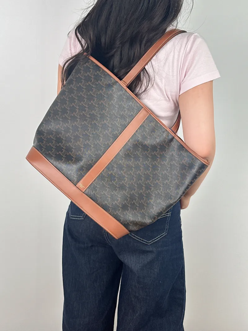 CELINE Shoulder Bag Cabas Tote Bag Monogram PVC Medium 31.5 × 16 × 31.5 cm — on-model view 1 of 2