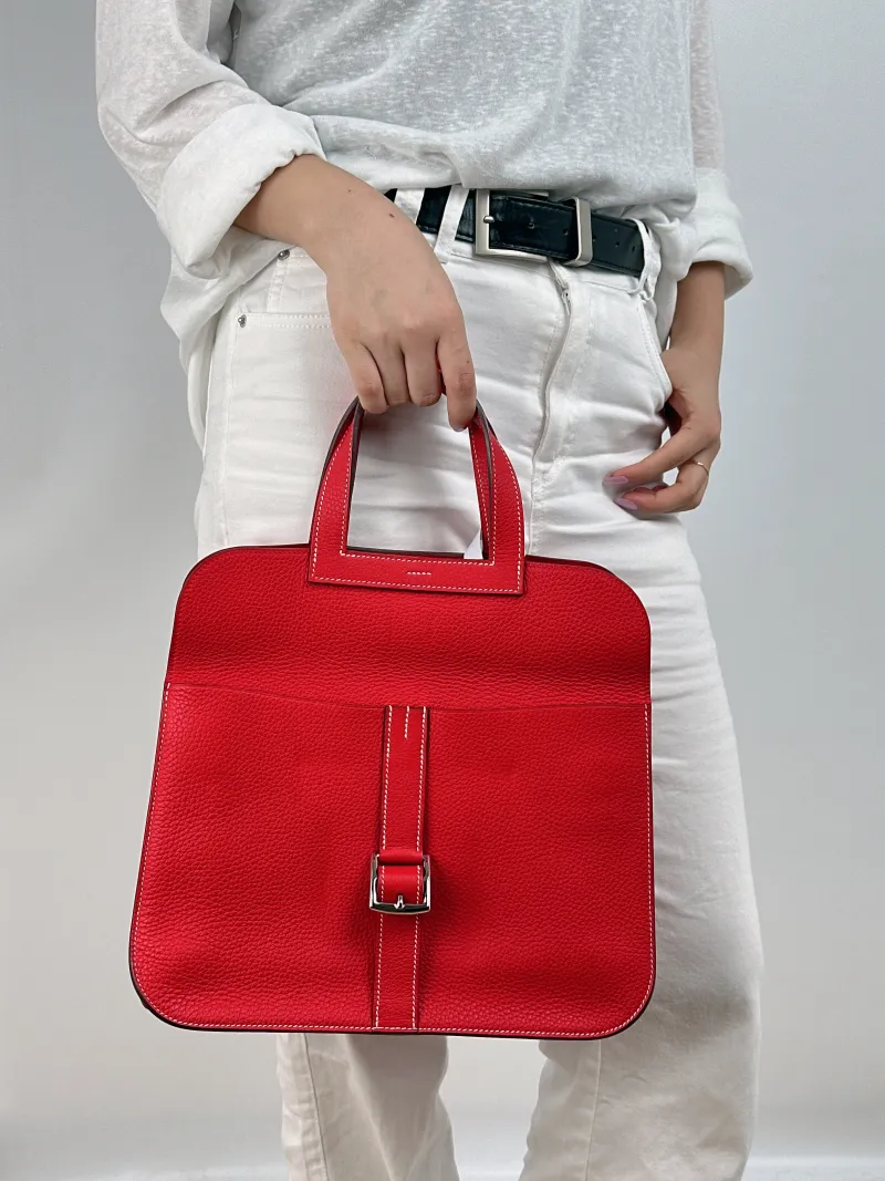 Hermès Shoulder Bag Halzan 31 Q5 Taurillon Clemence TC Calfskin Medium 31 × 9 × 28.5 cm A — on-model view 1 of 2