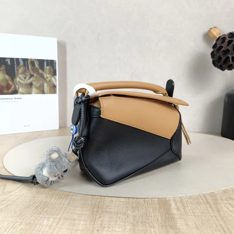 LOEWE Crossbody Bag Puzzle Black Brown Calfskin Mini 18 × 8 × 12.5 cm — cover view 4 of 6