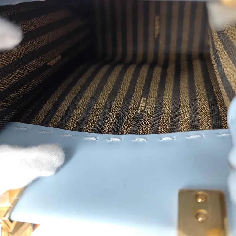 FENDI Crossbody Bag sunshine Blue Calfskin Mini 13 × 6.5 × 18 cm — detail view 10 of 11