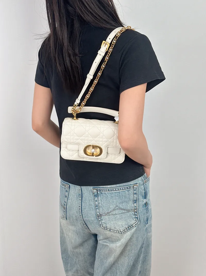 DIOR Crossbody Bag Jolie Top Handle Pearl Crossbody Bag White Calfskinmini19 × 7 × 12 cm — on-model view 3 of 3
