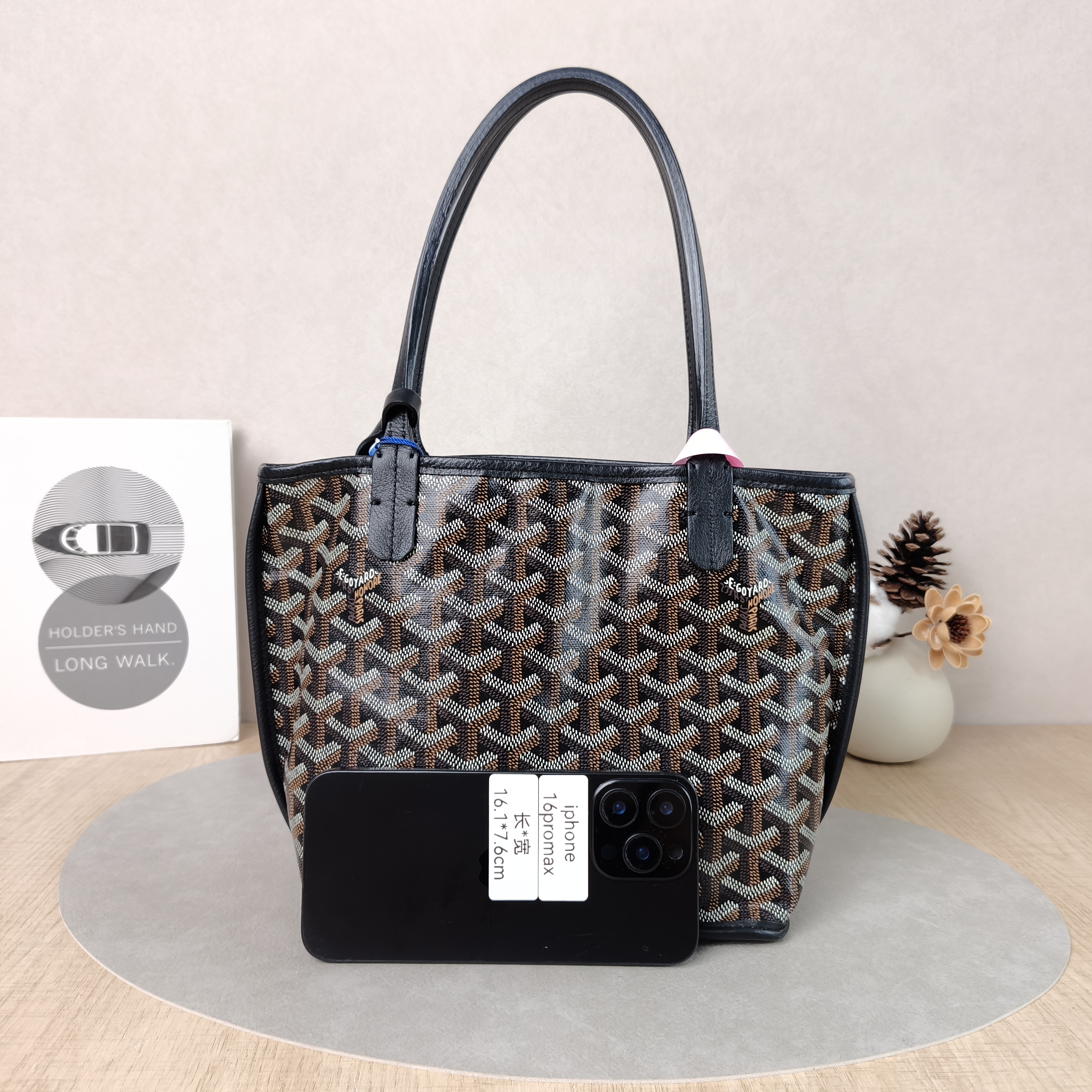 GOYARD Top Handle Bag ANJOU Shopping Tote Black ine Canvasmini19.5 × 9 × 19.5 cm — cover view 5 of 5