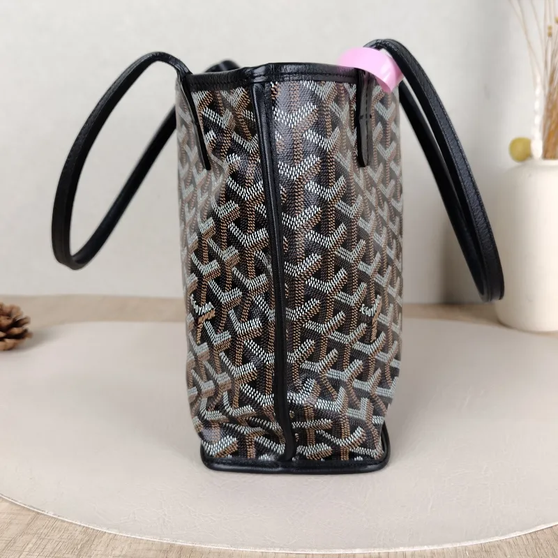GOYARD Top Handle Bag ANJOU Shopping Tote Black ine Canvasmini19.5 × 9 × 19.5 cm — detail view 6 of 10