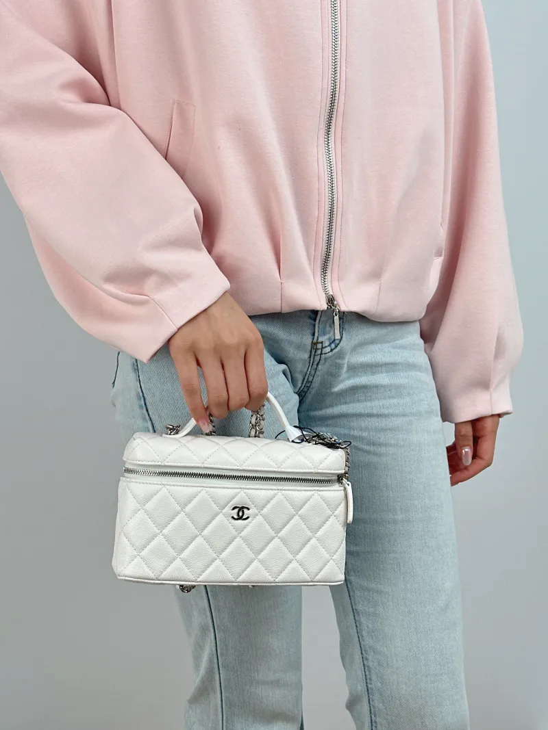 Chanel Crossbody Bag26s lp Box Bag Top Handle Crossbody Bag White Calfskin One Size 19.5 × 5 × 17 cm — on-model view 1 of 2